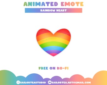 Animated Rainbow Heart Emote | Free on Ko-Fi | P2U Premade Set Pack Twitch Youtube Discord Streaming Love Rainbow LGBTQIA+ Pride Month