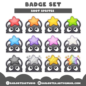 Soot Sprites Badge Set | P2U Twitch Youtube Discord Pack Package Totoro Star Anime Cute Sub Bit Streams