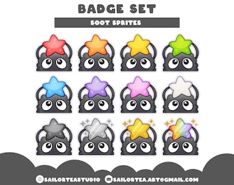 Soot Sprites Badge Set | P2U Twitch Youtube Discord Pack Package Totoro Star Anime Cute Sub Bit Streams
