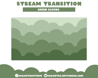 Green Cloud Stinger Transition | P2U Premade Set Screen Overlay Pretty Cute Assets Sky Sage Moss Forest Magical Kawaii Cottagecore