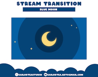 Blue Moon Stinger Transition  | Premade, Overlay, Set, Screen, Cute, Pretty, Stripes, Stream, Assets, Emotes, Badges