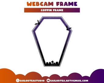 Purple Coffin Webcam Frame | P2U Twitch YouTube Discord Stream Streaming Facecam Border Halloween Cute Scary Scary Bats Grave Cemetery