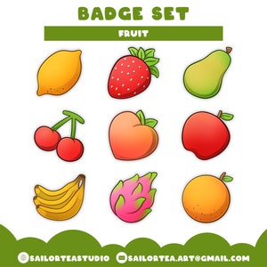 Obst Buttons Set | P2U Twitch Youtube Discord Pack Paket Sparkle Cute Sub Bit Streams Apfel Erdbeere ACNH Birne Bauernhof Landwirtschaft Sim Stardew