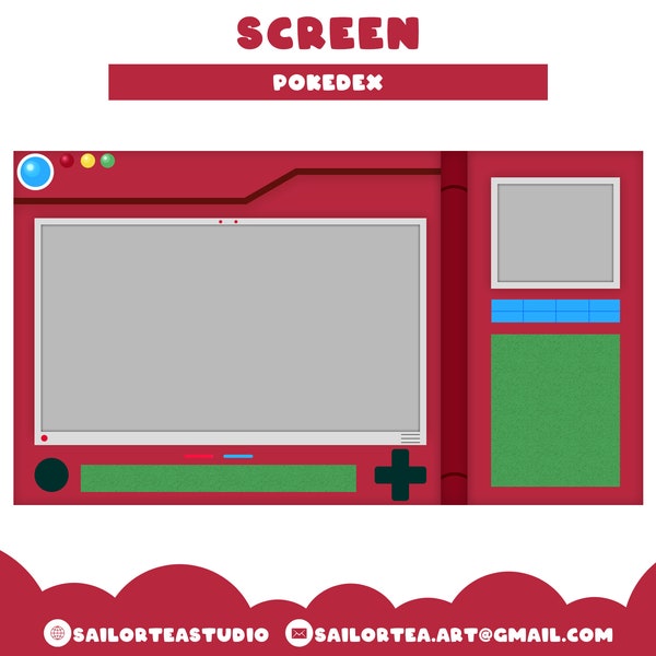 Pokedex Twitch Screen | P2U Scenes, Premade Overlays, Panels, Emotes, Set, Package, Cute, Pokemon, Gameboy
