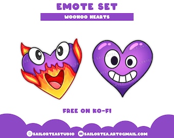 Whoohoo Heart Emote Set | Free on Ko-Fi | P2U Stream, Twitch, Youtube, Discord, Set, Cute, WooHoo, The Sims, Gaming, Love, Emoji
