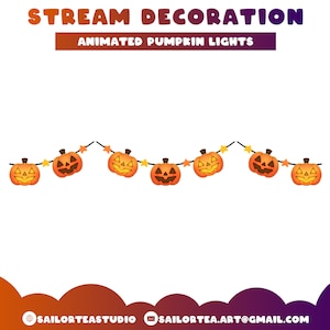 Animated Pumpkin Lights Stream Decoration | P2U Premade Set Pack Overlay String Fairy Halloween Autumn Fall Scary