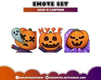 Jack O Lantern Emote Set | Twitch Youtube Discord P2U Premade Emotes Halloween Pumpkin Dead RIP Ghost Scared Hype Cozy Scary Blanket Emoji