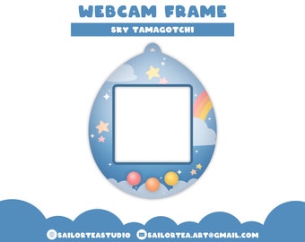 Sky Blue Tamagotchi Webcam Frame | P2U Overlay, Screen, Stream, Facecam, Border, Premade, Cute, 90s, Y2k, Cloud, Rainbow, Stars