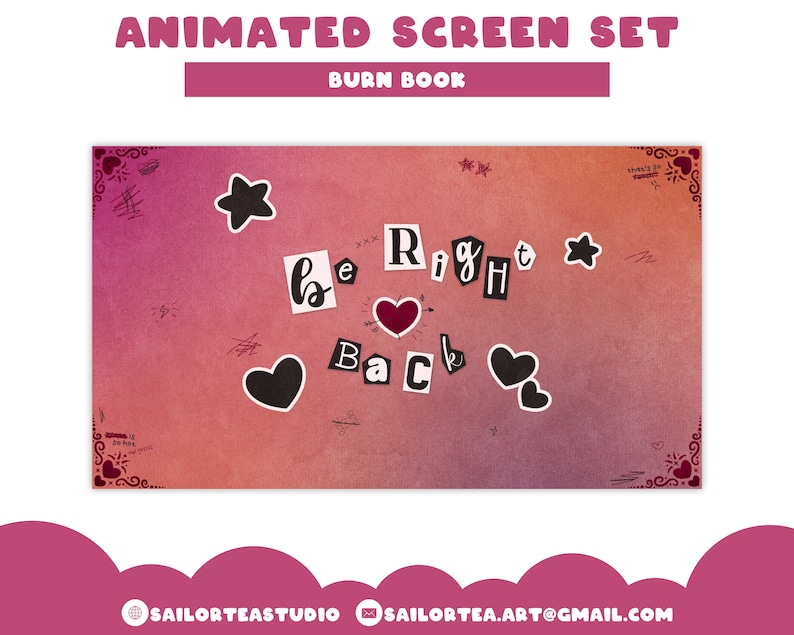Animated Burn Book Screen Set P2U Premade Pack Package Twitch Youtube