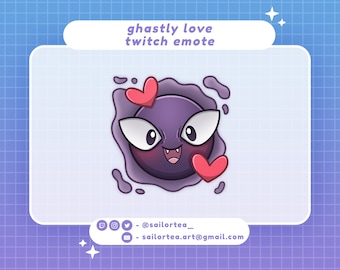 Ghastly Love/Hearts Emote | P2U Stream, Youtube, Discord, Set, Cute, Twitch, Premade, Cute, Halloween, Creepy, Ghost, Pokemon Emoji