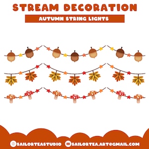 Animierte Herbst / Herbst Lichter Stream Dekoration x6 | Vorgefertigt, P2U, Overlay, Set, Bildschirm, niedlich, Stream, Aktiva, Pilz, Eichel, Ahornblatt