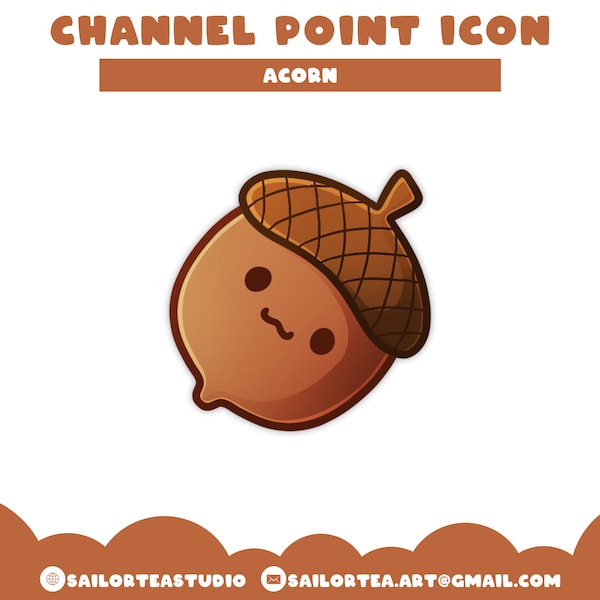 Acorn Channel Point Icon | P2U Premade Twitch Discord Youtube Emote Sparkles Chat Channel Points Nature Fall Autumn