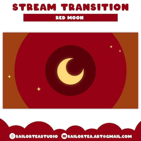 Red Moon Stinger Transition  | Premade, Overlay, Set, Screen, Cute, Pretty, Stripes, Stream, Assets, Emotes, Badges