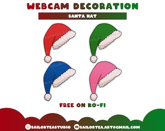 Santa Hat Webcam Decoration | P2U Premade Twitch Discord Youtube Streaming Graphics Pretty Winter  Holiday Snow Xmas Christmas