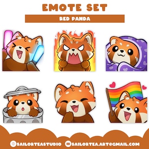 Red Panda Emote Set / P2U Paquete prefabricado Paquete Kawaii Twitch Youtube Discord Animal Rave Glowstick Angry Fire Cozy Lurk Lol Pride LGBTQIA+