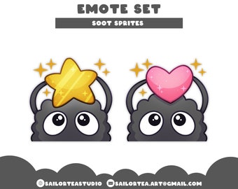 Heart & Star Soot Sprite Emote Set | Twitch Youtube Discord P2U Premade Emotes Love Heart Star Hype Anime Studio Ghibli Emoji