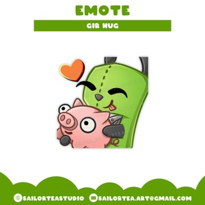 Invader Zim Gir Abrazo Emote / P2U Twitch Discord Youtube Emotes Pack Cartoon Gir Alien Scream Yell Doom Love Pig Huh Pregunta confusa
