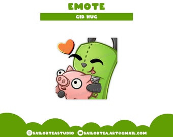Invader Zim Gir Hug Emote | P2U Twitch Discord Youtube Emotes Pack Cartoon Gir Alien Scream Yell Doom Love Pig Huh Confused Question