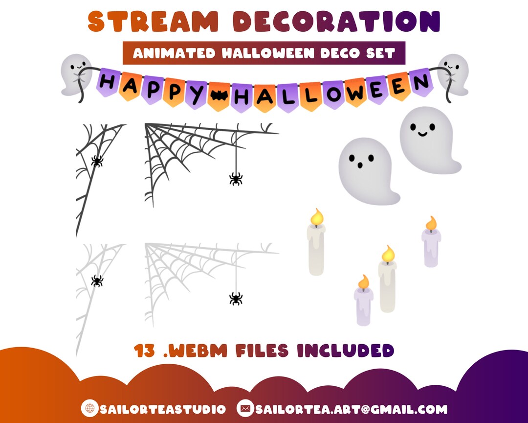Halloween Deco Set Animated Stream Decoration | P2U Twitch Youtube ...