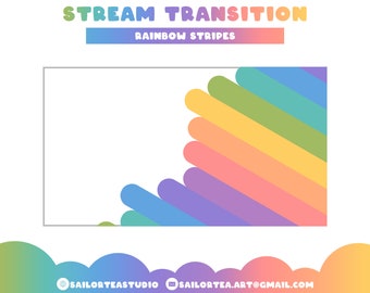 Rainbow Stinger Transition  | Premade, Overlay, Set, Screen, Cute, Pretty, Sage, Stripes, Stream, Assets, Emotes, Badges