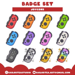 Joycon Badge Set | P2U Premade Twitch Youtube Discord Pack Package Cute Sub Bit Streams Sparkle Gamer Switch