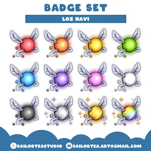 LOZ Navi Badge Set | P2U Premade Twitch Youtube Discord Pack Package Cute Sub Bit Streams Sparkle Fairy Legend of Zelda Link
