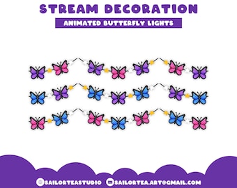 Animated Butterfly Stream Decoration | P2U Premade Twitch YouTube Stream Overlay Spring Bug Animal Crossing Stardew Valley Cute Bi LGBTQIA+