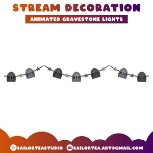 Animated Gravestone Lights Stream Decoration | P2U Premade Set Pack Overlay String Fairy Halloween Autumn Fall Scary RIP