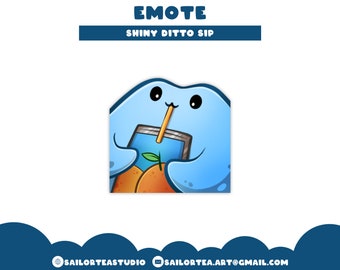 Shiny Ditto Sip Emote | P2U Premade Twitch Youtube Discord Pokemon Drip Capri Sun Anime Streaming