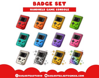 Handheld Game Console Badge Set | P2U Twitch Youtube Discord Pack Package Cute Sub Bit Streams Gaming