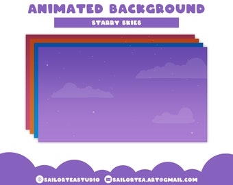 Animated Starry Sky Backgrounds | P2U Premade Set Screen Overlay Pretty Cute Assets Magical Kawaii Halloween Pink Orange Purple Blue Vtuber