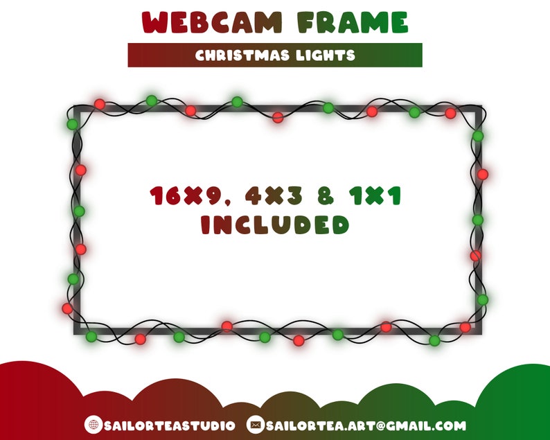 Christmas Lights Webcam Frame P2U Premade Twitch Discord Youtube ...