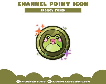 Froggy Token Channel Point Icon | P2U Premade Twitch Discord Youtube Emote Sparkles Chat Channel Points Nature Fall Autumn Coin Frog