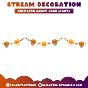Animated Candy Corn Lights Stream Decoration | P2U Premade Set Pack Overlay String Fairy Halloween Autumn Fall Scary