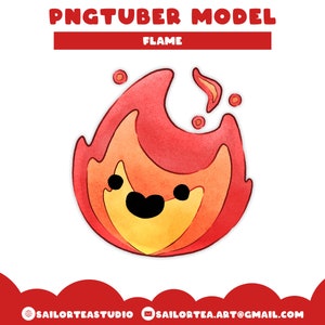 Flame PNGTuber Model | Premade P2U Twitch Youtube Discord Vtuber Vtubing Overlay Fire Cute Voice Reactive Veadotube Mini