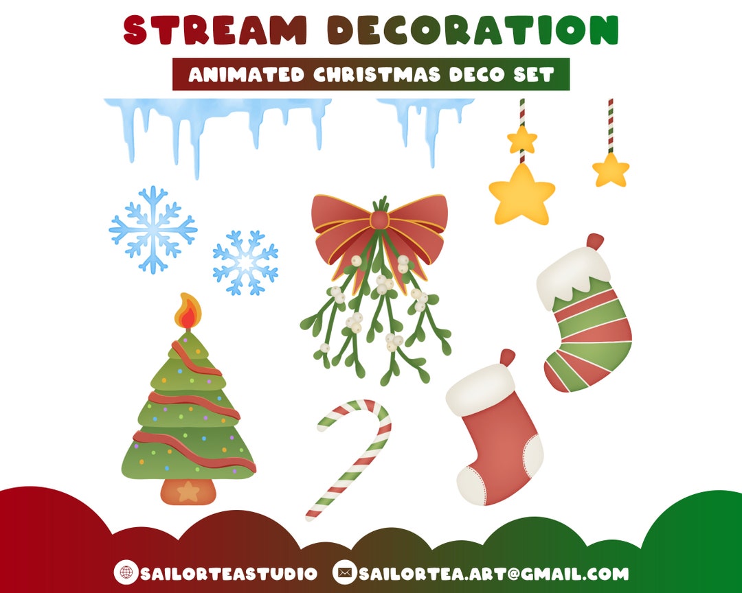 Christmas Deco Set Animated Stream Decoration | P2U Twitch Youtube ...
