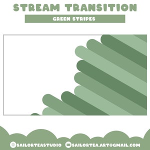 Green Stinger Transition  | Premade, Overlay, Set, Screen, Cute, Pretty, Sage, Stripes, Stream, Assets, Emotes, Badges