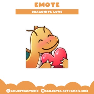 Dragonite Love Twitch Emoji | P2U Färdiggjord Overlay Skärmström Facecam-kant Pokémon Scarlet Violet Heart Blush Emoji