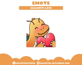 Dragonite Love Twitch Emote | P2U Premade Overlay Screen Stream Facecam Border Pokemon Scarlet Violet Heart Blush Emoji