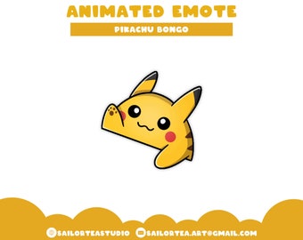 Animated Pikachu Bongo Emote | P2U Premade Set Pack Twitch Youtube Discord Streaming Pokemon Ash Mouse Yellow Hype
