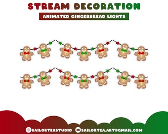 Gingerbread Lights Animated Stream Decoration | P2U Overlay Pack Twitch Youtube Fairy String Festive Holiday Xmas Winter Snow Christmas