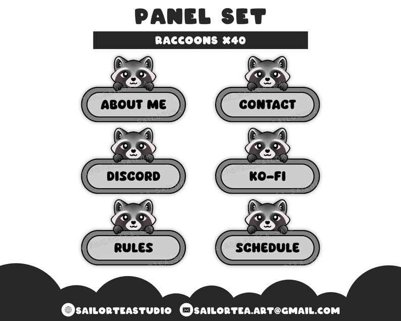Metal Racoon Panel Raccoon Twitch Panel Set X40 | P2U Panels Streaming Cottagecore Farming ...