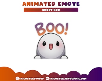 Animated & Static Ghost Boo Emote | P2U Twitch Discord Youtube Set Pack Package Halloween Scare Scary Seasonal Cute Dead RIP