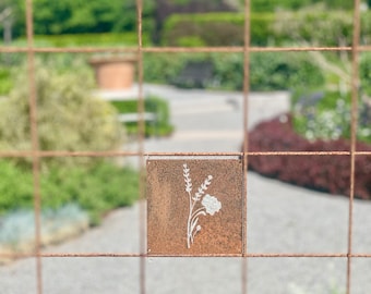 Cartello da giardino in acciaio Corten Wildflower – Ornamento in acciaio corten