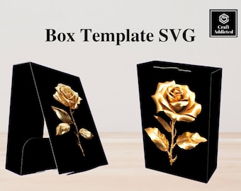 Premium Golden Roses Jewelry Gift Box Template SVG - No Glue, DIY Luxury Packaging, Digital Download