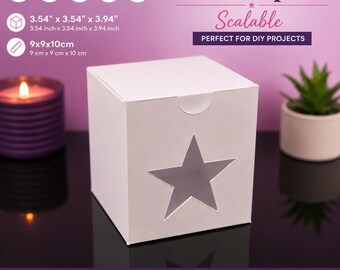 Star Window Box Template SVG, Candle & Cosmetics Gift Box, Cricut Silhouette Cut File, DIY Packaging, Instant Download