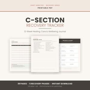 C Section Recovery Tracker Printable, Cesarean Postpartum Healing Journal, Hospital Bag Checklist, 39 Page New Mom Planner,  A4 + Letter