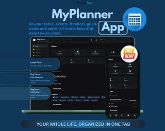 MyPlanner App, All-in-One Life Planner | Notes, Reminders, Calendar, Bills & Websites | Offline Digital Planner , HTML Productivity App