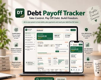Debt Payoff Tracker App, Debt Snowball & Avalanche Calculator, Budget Planner, Payment Tracker, Financial Freedom Tool