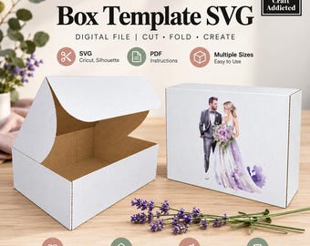 Modèle de boîte cadeau SVG - Emballage cadeau élégant à faire soi-même, téléchargement instantané, boîte à dragées